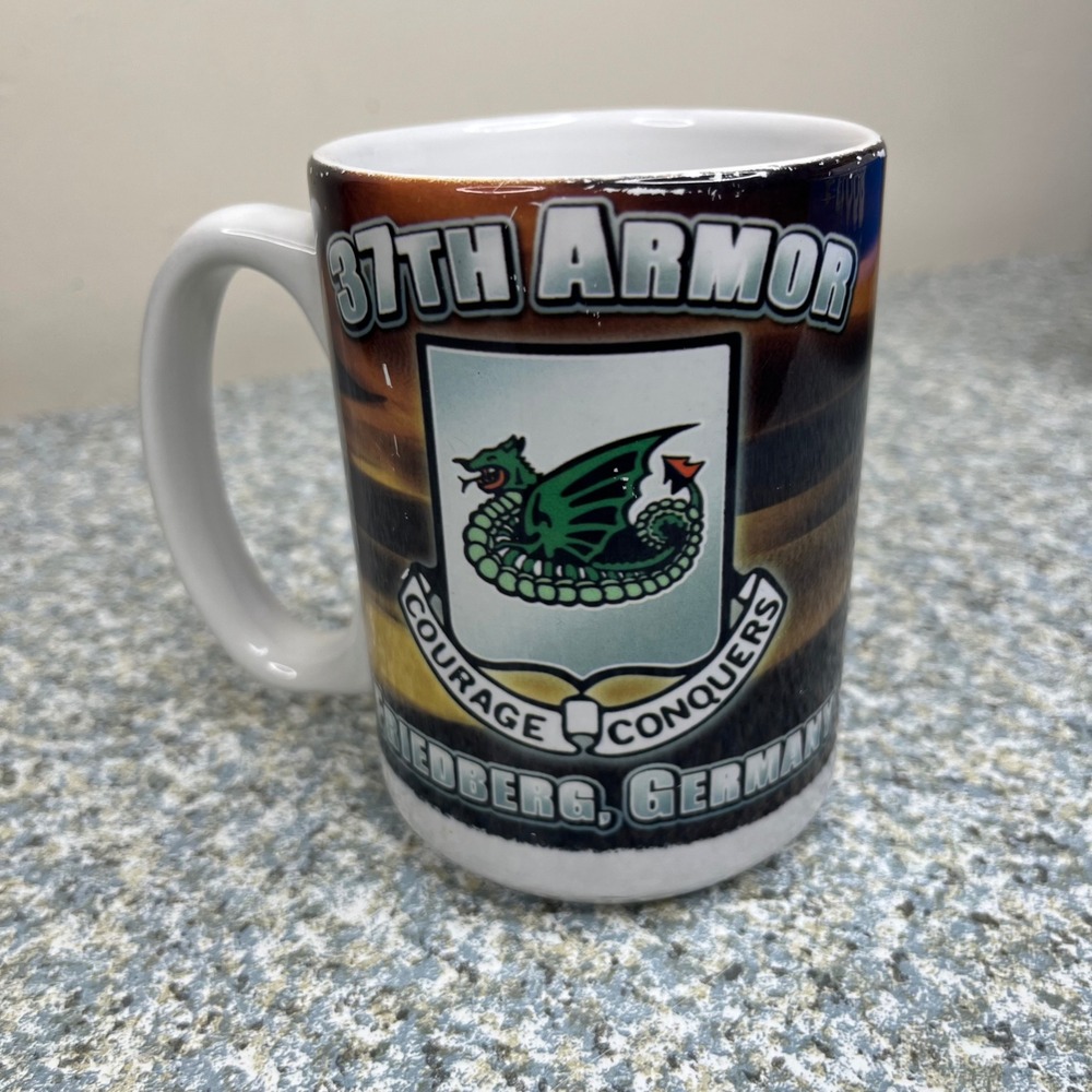 Cuppa 37th Armor Mug Friedberg Germany Military Courage Conquers Dragon Ceramic